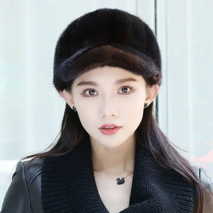 Real Mink Fur Baseball Cap