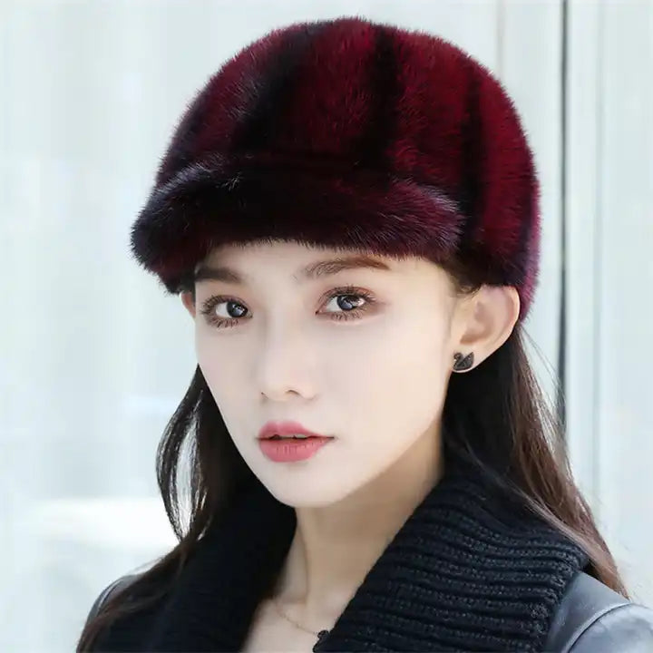 Real Mink Fur Baseball Cap