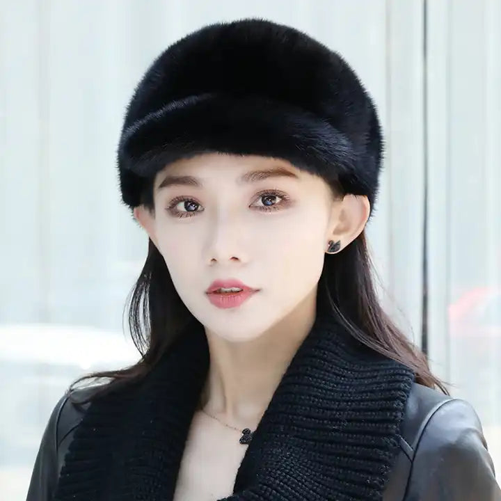 Real Mink Fur Baseball Cap