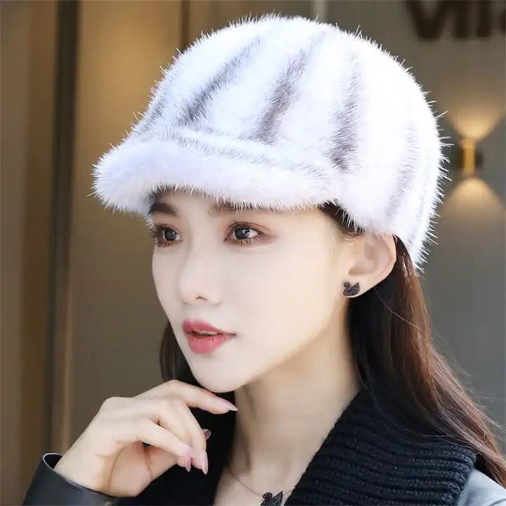 Real Mink Fur Baseball Cap