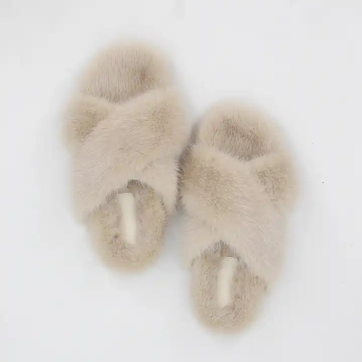 Mink Fur Slides