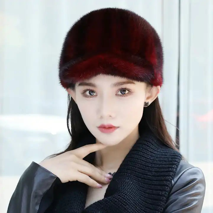 Real Mink Fur Baseball Cap