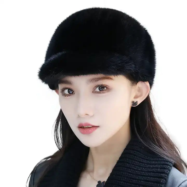 Real Mink Fur Baseball Cap