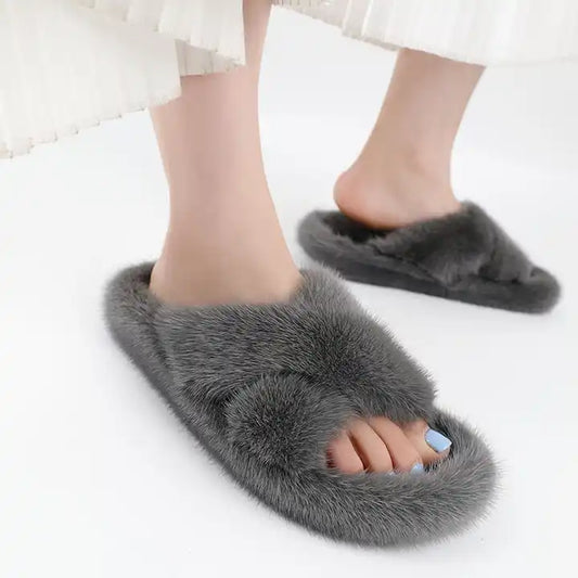 Mink Fur Slides