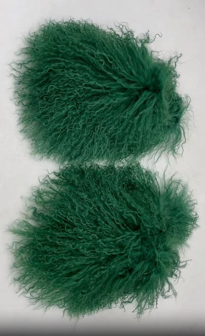 Mongolian Fur Slippers/Slides Green