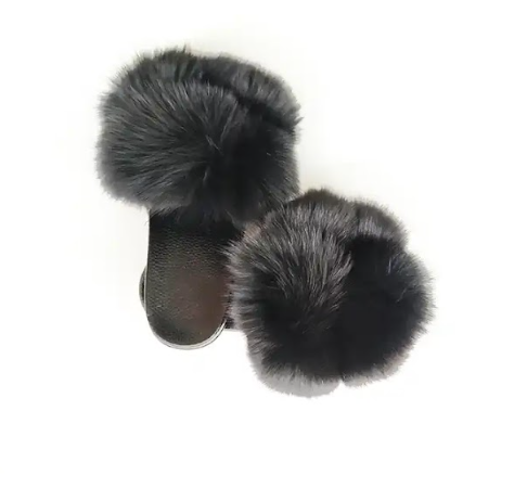 Black Pom Pom Sandals