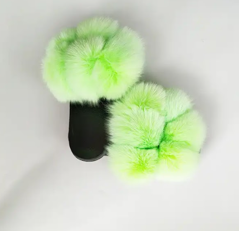 Light Green Pom Pom Sandals