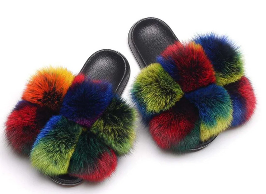 Multicolor Pom Pom Sandals